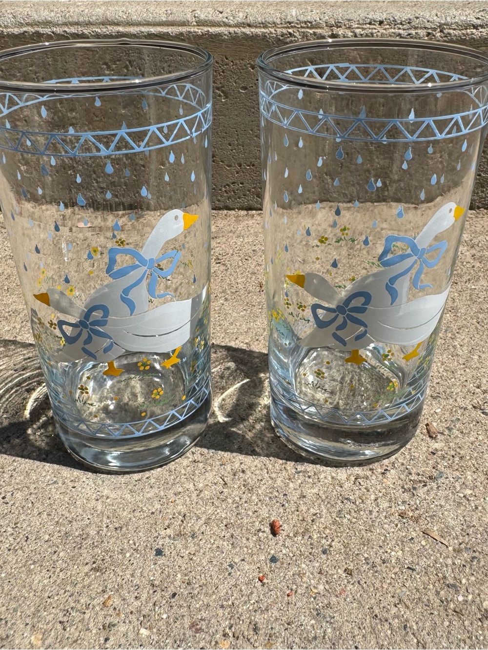 1987 Goose Tumbler Pair 12oz Vintage Cottage Core Farmhouse Country Kitchen